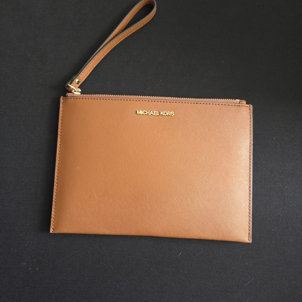 Michael Kors Jet Set Travel XL Zip Clutch Wristlet Luggage Leather 35F8GTVT4L